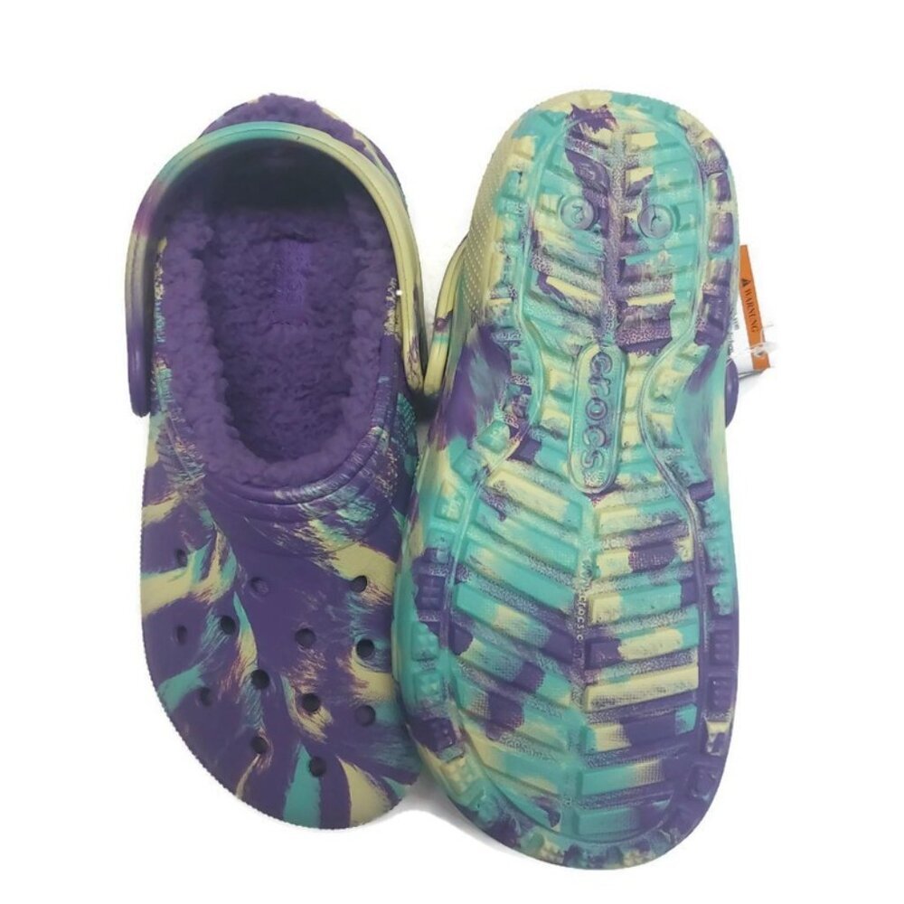 CROCS Kids Size J2 Classic Lined Marbled Clog K Lightweight Slip On Clogs Shoes - Picture 7 of 8